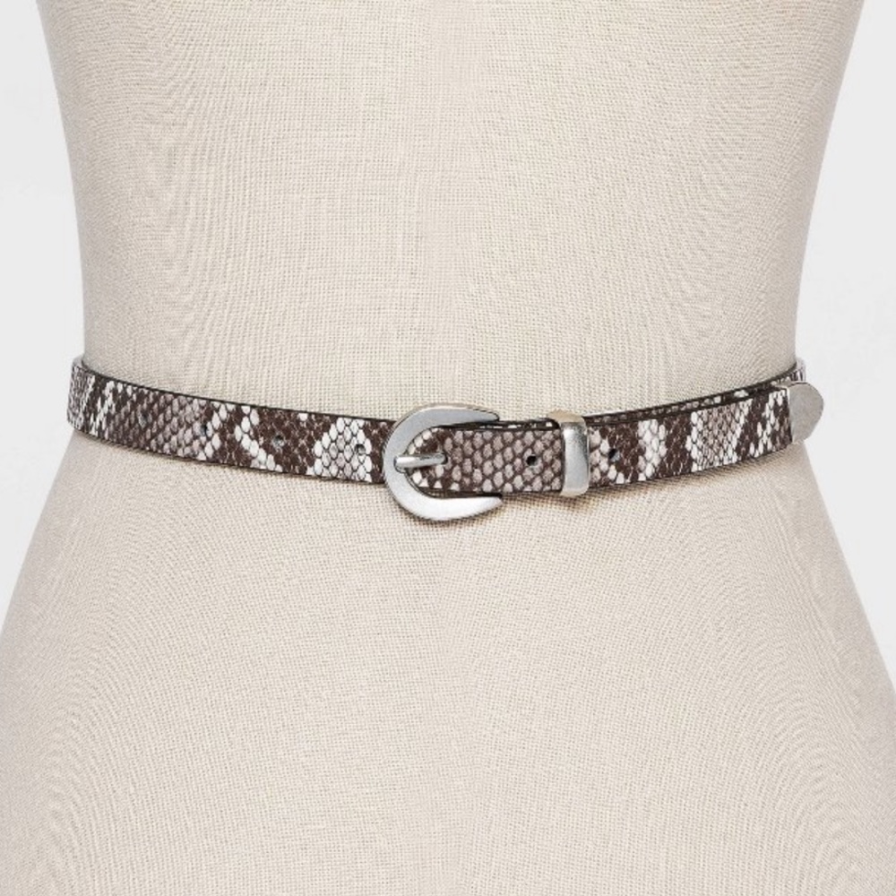 NWT Women's Skinny Snake Print Western Belt